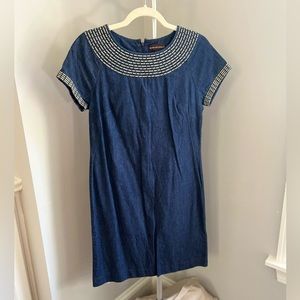 Dark Chambray Dress with Gold Accents